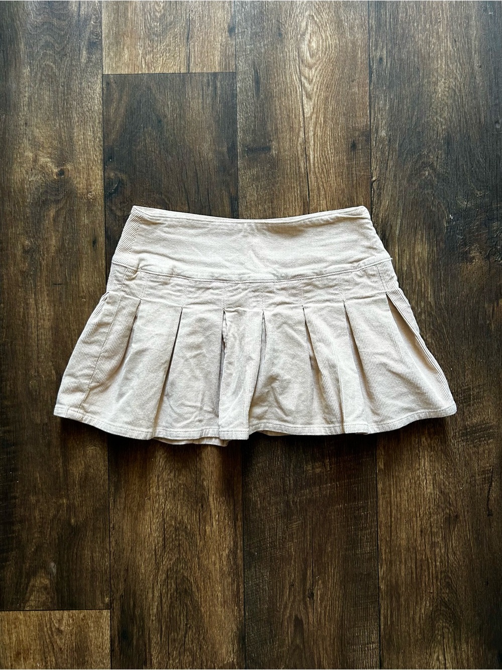 Pleated Corduroy Mini Skirt